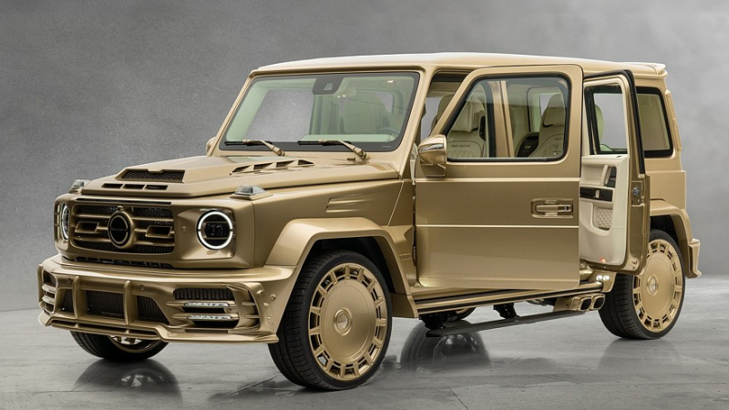 Золотой кирпич: уникальный удлинённый «гелик» от Mansory с 900-сильным V8